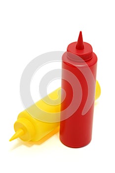 Mustard and ketchup bottles