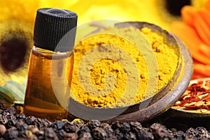 Mustard oil and turmeric powder