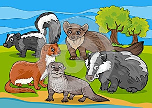 Mustelids animals cartoon illustration photo