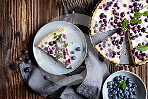 Mustikkapiirakka – Finnish pie with blueberry and sour cream filling