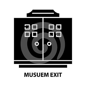 musuem exit icon, black vector sign with editable strokes, concept illustration