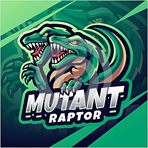 Mutant raptor esport mascot logo design