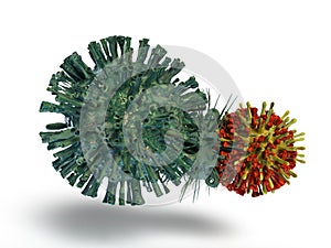Mutating Corona Virus with white background 3D Render