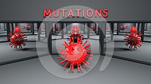 Mutations or variants of a virus - 3D render photo