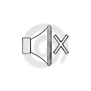Mute button hand drawn outline doodle icon. photo