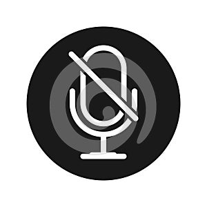 Mute microphone icon flat black round button vector illustration