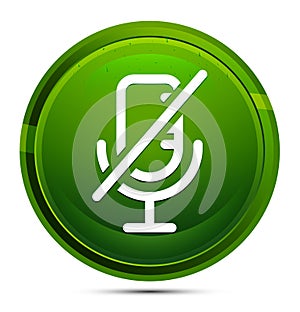 Mute microphone icon glassy green round button illustration