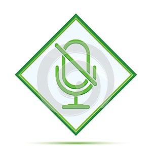 Mute microphone icon modern abstract green diamond button