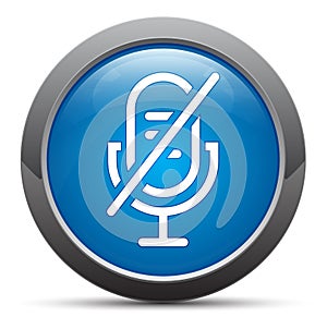 Mute microphone icon premium blue round button vector illustration