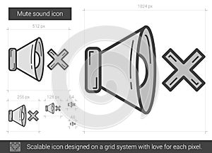 Mute sound line icon.