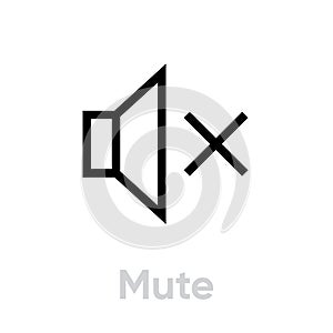 Mute sound music icon. Editable line vector.