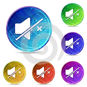 Mute speaker icon digital abstract round buttons set illustration