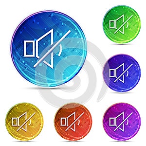 Mute speaker icon digital abstract round buttons set illustration