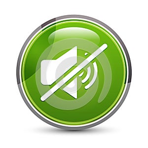 Mute speaker icon elegant green round button vector illustration