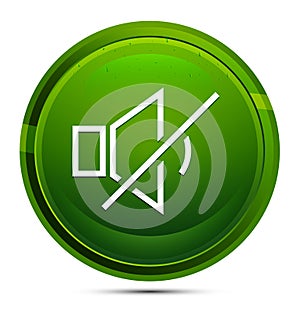 Mute speaker icon glassy green round button illustration