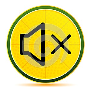 Mute speaker icon lemon lime yellow round button illustration