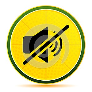 Mute speaker icon lemon lime yellow round button illustration