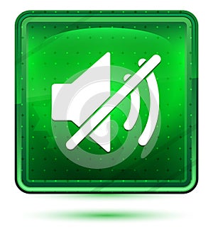 Mute speaker icon neon light green square button