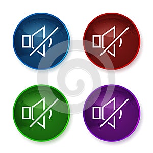 Mute speaker icon shiny round buttons set illustration