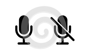 mute and unmute audio microphone flat vector icons for applications and websites, mic, call, communication app button photo