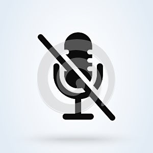 Mute unmute audio microphone sign icon or logo. audio concept. Classic mic shape app illustration