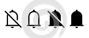 Mute and unmute notification bell icon set. Incoming inbox message concept photo