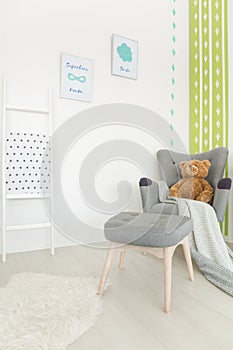 Muted colors in baby room