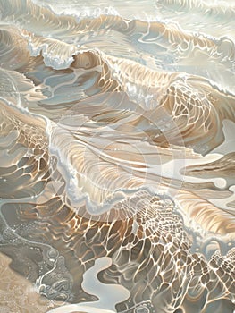 Muted Foamy Ocean Waves Scenery