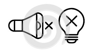 Muted Idea Rejected Concept Icon: No Voice, No Innovation, vector design Generative AI photo