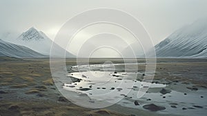 Muted Tones: Hyper-realistic Desert Landscape At Sunrise In Iceland