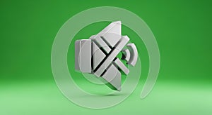 muted volume icon on green background, 3d render