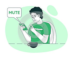 Muting notifications 2D vector isolated linear illustration