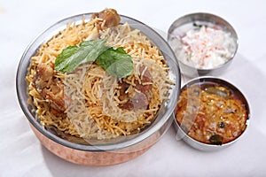 mutton biryani. Indian mutton rice dish.