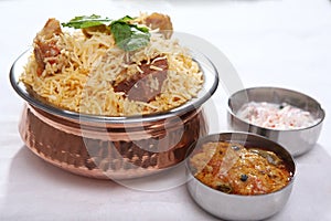 mutton biryani. Indian mutton rice dish. photo