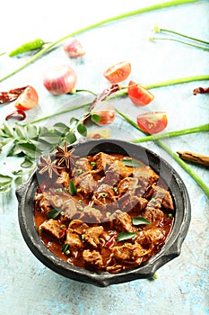 Mutton curry roast with exotic spices.