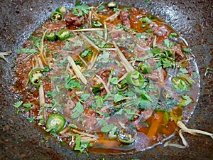 Mutton Karahi dish prepared in desi ghee