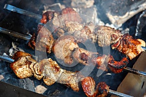 mutton kebab prepared on coals