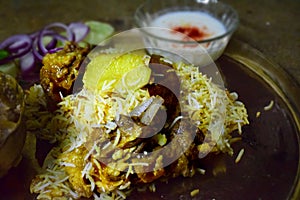 Mutton or lamb Biryani is most well-known delights from the famous Mughlai  Cuisine.