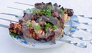 Mutton meat made as a kebab.