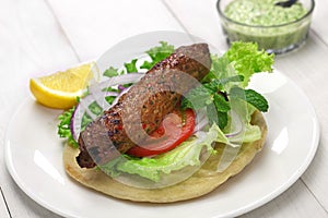 Mutton seekh kabab kebab sandwich