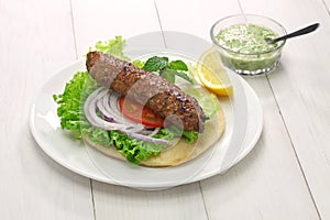 Mutton seekh kabab kebab sandwich
