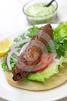 Mutton seekh kabab kebab sandwich photo