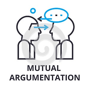 Mutual argumentation thin line icon, sign, symbol, illustation, linear concept, vector