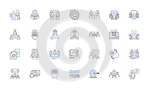 Mutual Collaboration line icons collection. Partnership, Synergy, Alliance, Cooperation, Teamwork, Unity, Co-creation