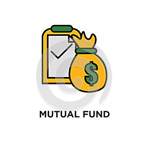 mutual fund management icon. long term investment, loan approval, accountancy service, pension savings concept symbol design,