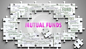 Mutual Funds as a complex subject, related to various topics and ideas on a puzzle photo