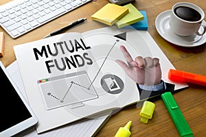 MUTUAL FUNDS Finance and Money concept , Focus on mutual fund i