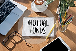 MUTUAL FUNDS Finance and Money concept , Focus on mutual fund photo