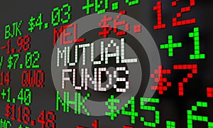 Mutual Funds Stock Tickers Scrolling Investment Options 3d Illus