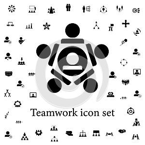 mutual help of the team icon. Teamwork icons universal set for web and mobile